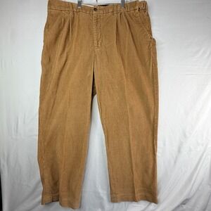 Eddie Bauer Mens 38x32 Classic Fit Corduroy Pants Tan Brown Pleated Cotton 38